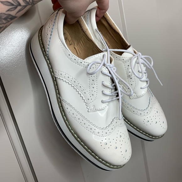 white platform oxford shoes